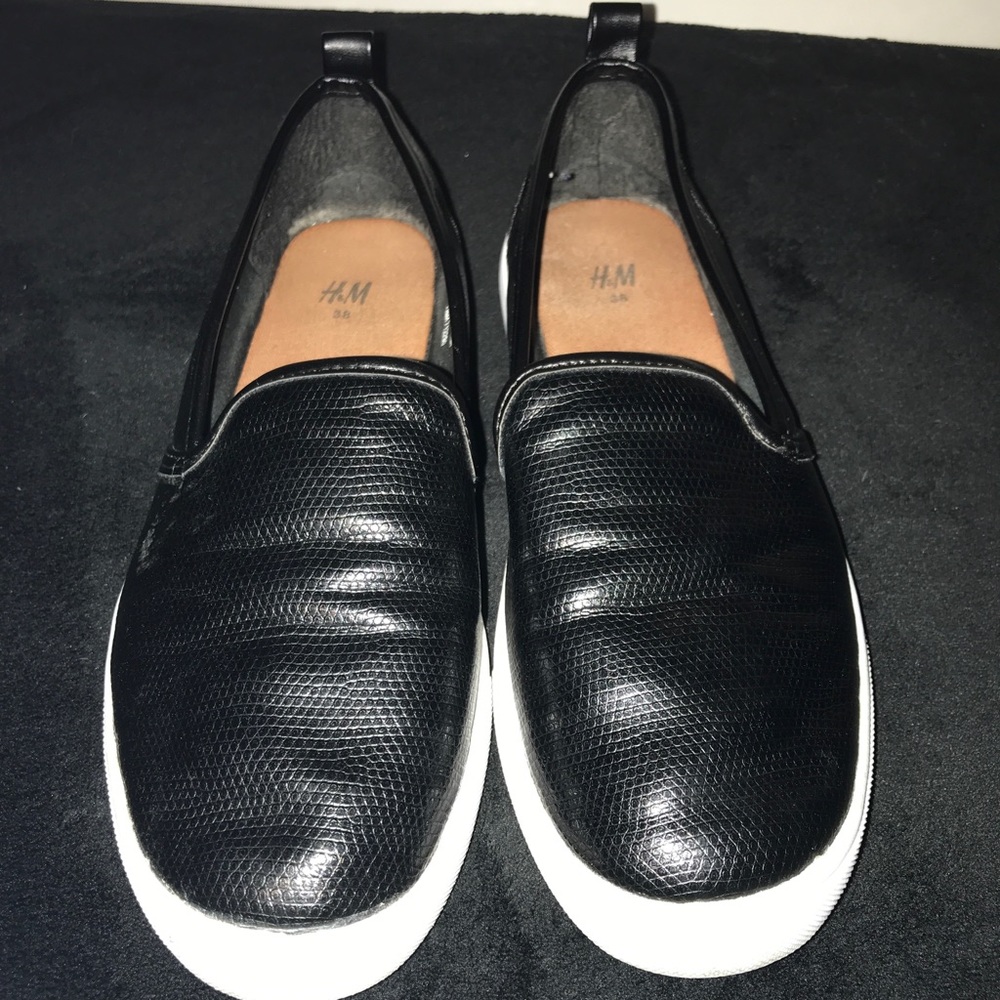 Faux leather H&M black slip ons